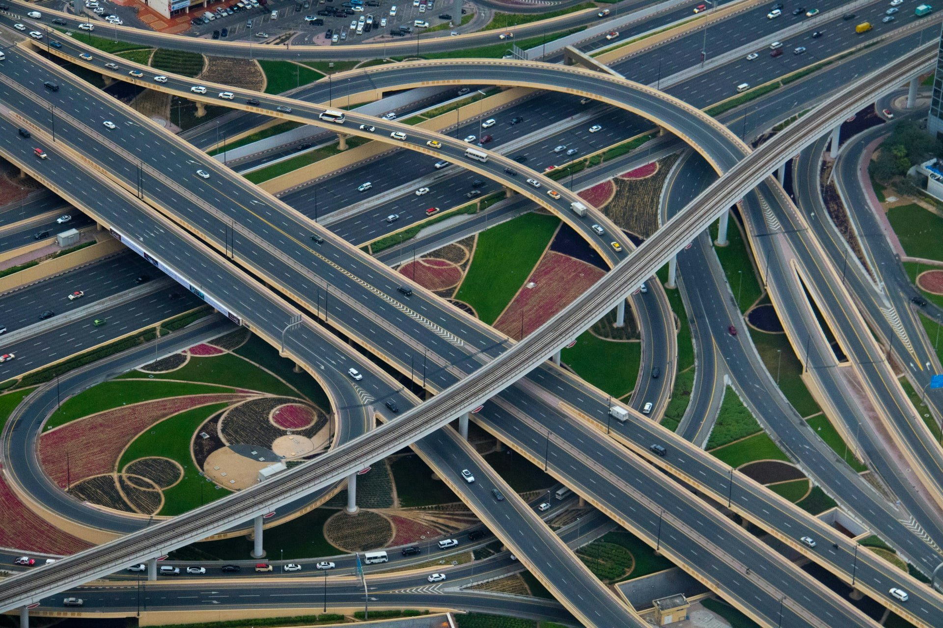 Overhead shot of crossroads